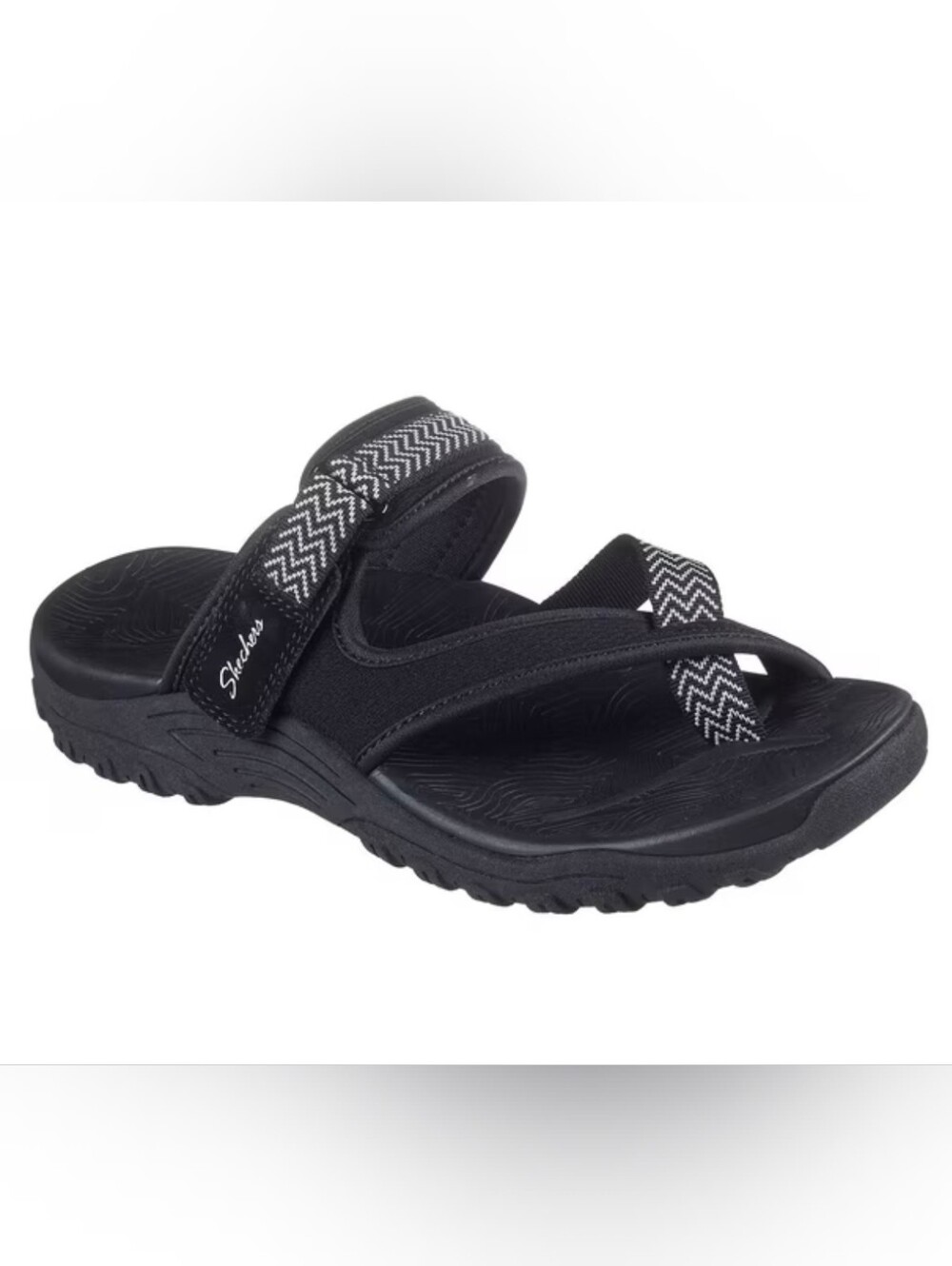 Skechers Ladies Raggae Slide Sandal with Chevron Straps